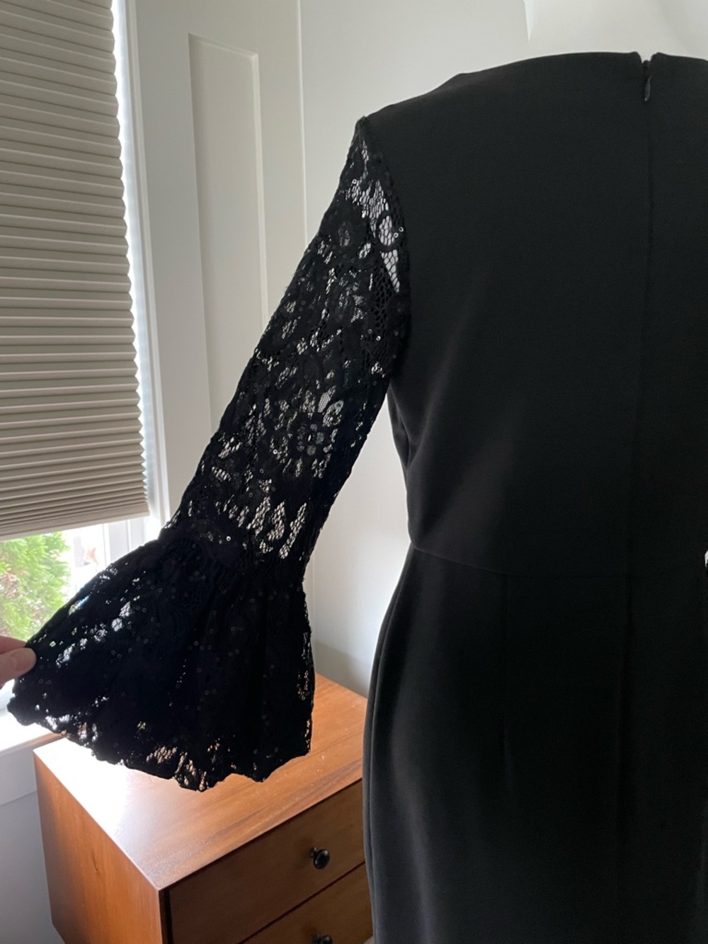 Scarlett Black Lace-Sleeve Embellished Sheath Dress - Picture 6 of 7